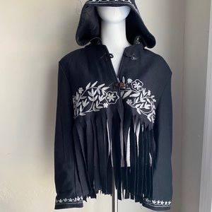 Rare VTG Joujou fringe stylish crop hooded jacket